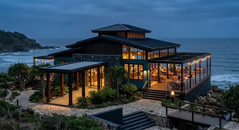 Architectural exterior view of Ombak Seafood House